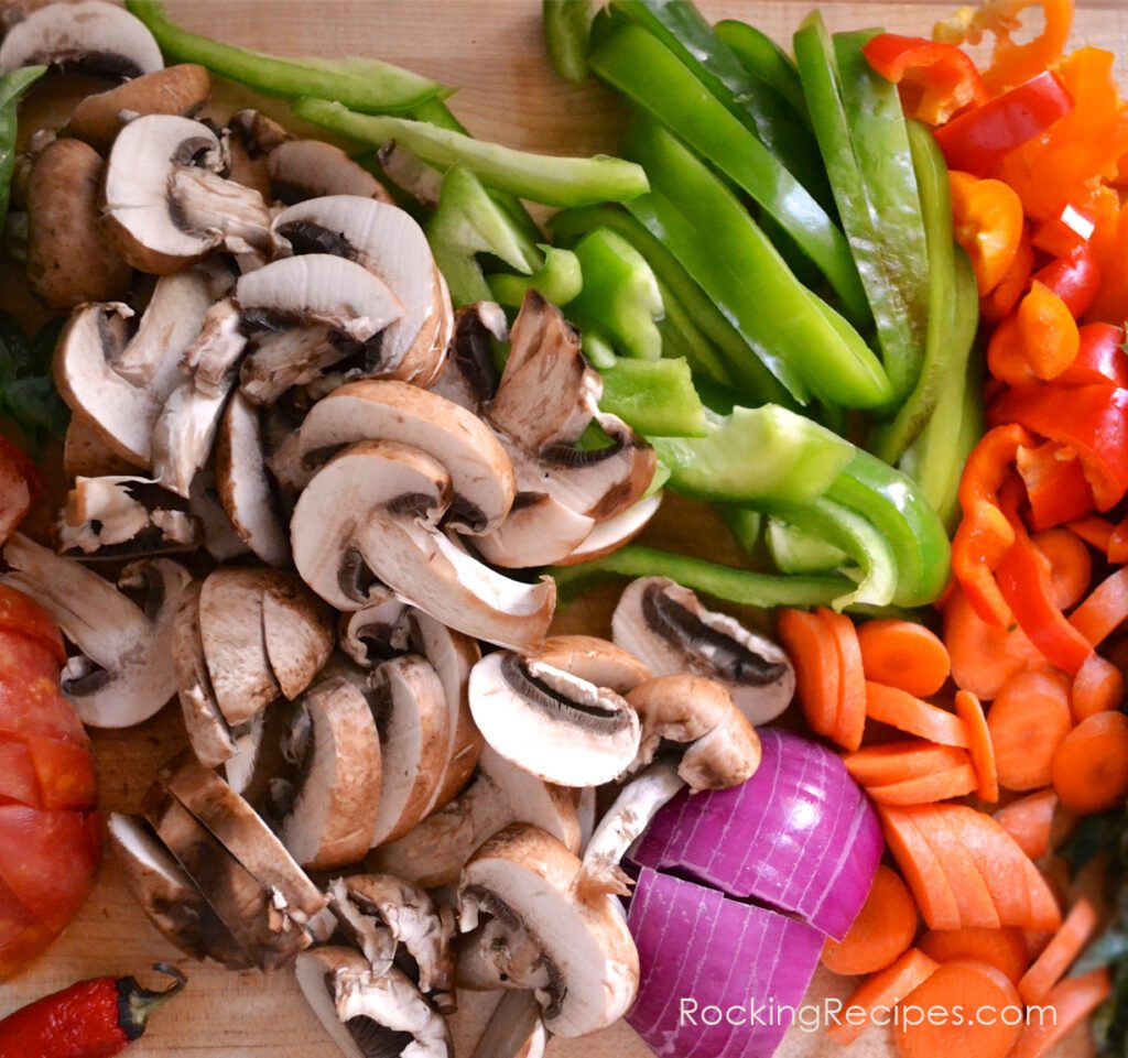 Stir fry chicken vegetables-cutting | RockingRecipes.com